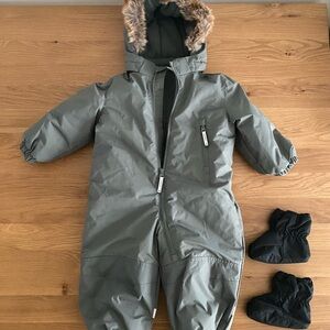 Toddler snow suit with booties.